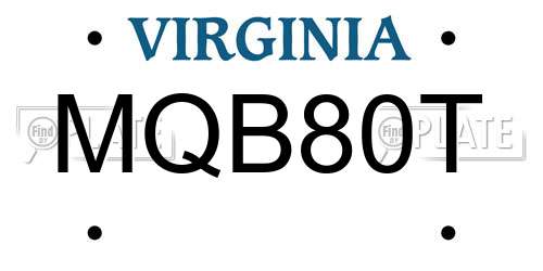 MQB80T Virginia License Plate