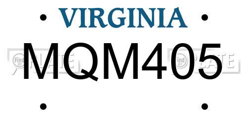 MQM405 Virginia License Plate