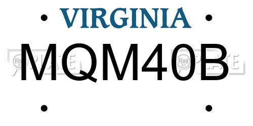 MQM40B Virginia License Plate