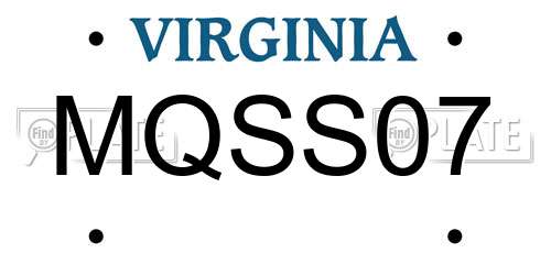 MQSS07 Virginia License Plate