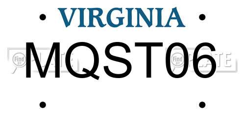 MQST06 Virginia License Plate