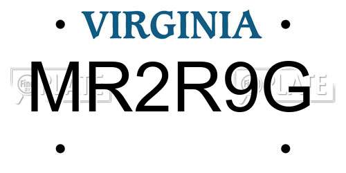 MR2R9G Virginia License Plate