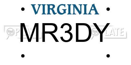 MR3DY Virginia License Plate