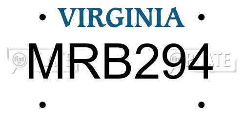 MRB294 Virginia License Plate