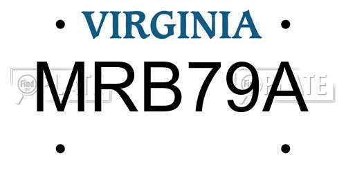 MRB79A Virginia License Plate