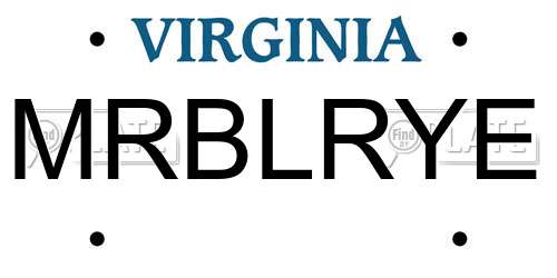 MRBLRYE Virginia License Plate