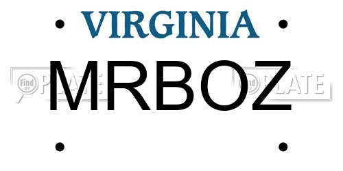 MRBOZ Virginia License Plate