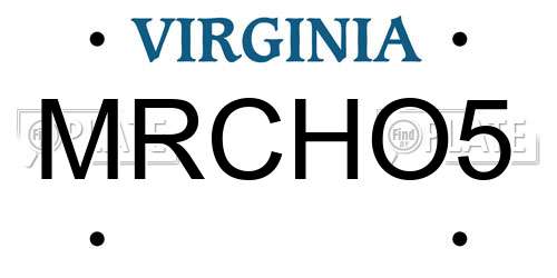 MRCHO5 Virginia License Plate