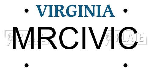 MRCIVIC Virginia License Plate