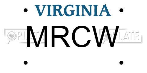 MRCW Virginia License Plate