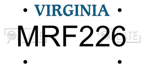 MRF226 Virginia License Plate
