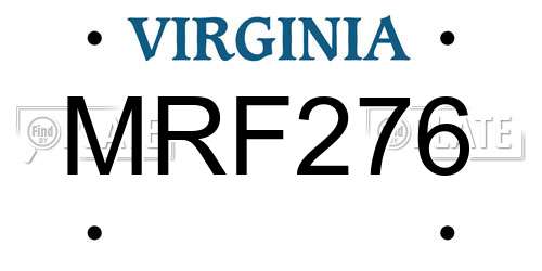 MRF276 Virginia License Plate