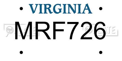 MRF726 Virginia License Plate