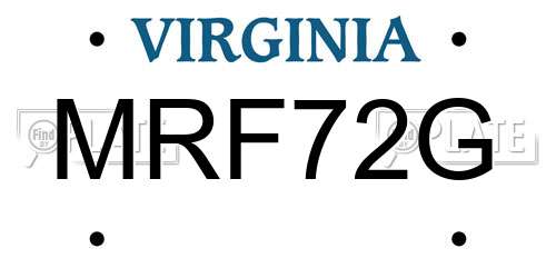 MRF72G Virginia License Plate
