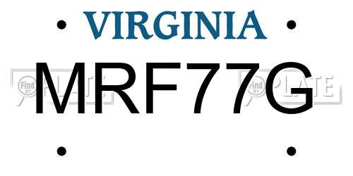 MRF77G Virginia License Plate