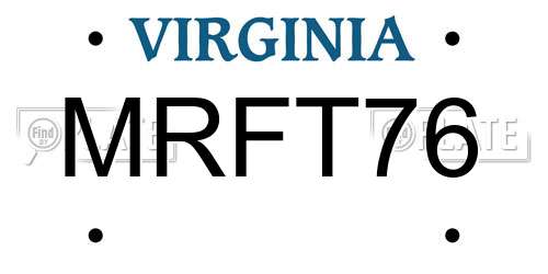 MRFT76 Virginia License Plate