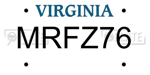 MRFZ76 Virginia License Plate