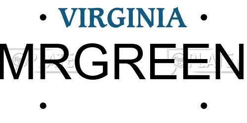 MRGREEN Virginia License Plate