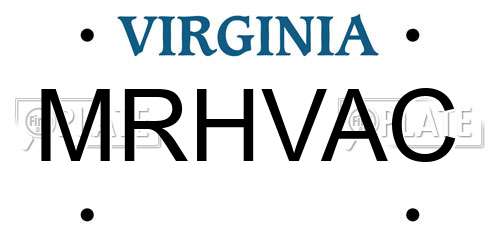 MRHVAC Virginia License Plate