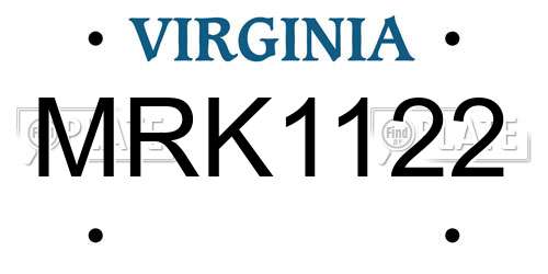 MRK1122 Virginia License Plate