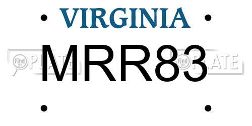 MRR83 Virginia License Plate