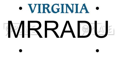 MRRADU Virginia License Plate