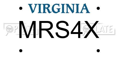 MRS4X Virginia License Plate