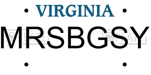 MRSBGSY Virginia License Plate