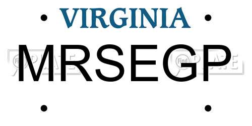 MRSEGP Virginia License Plate