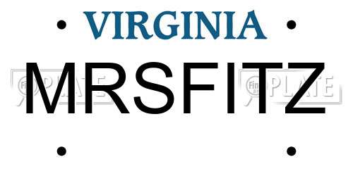 MRSFITZ Virginia License Plate