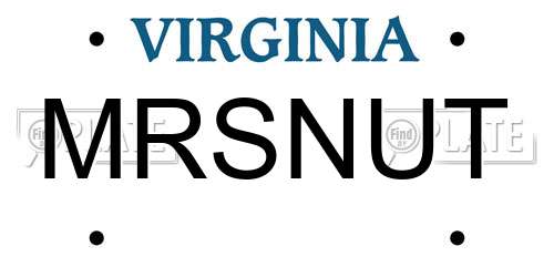 MRSNUT Virginia License Plate