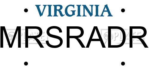 MRSRADR Virginia License Plate