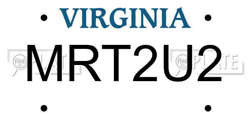 MRT2U2 Virginia License Plate