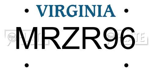 MRZR96 Virginia License Plate
