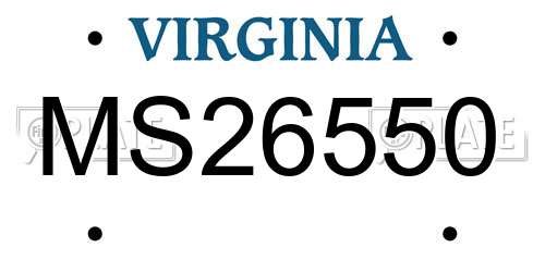 MS26550 Virginia License Plate