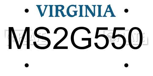 MS2G550 Virginia License Plate