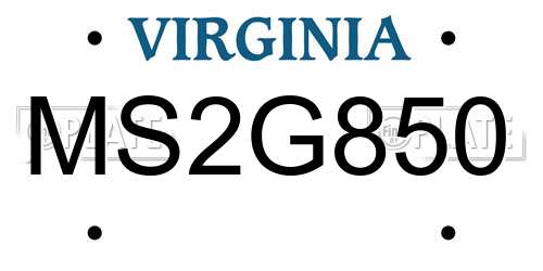MS2G850 Virginia License Plate
