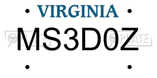 MS3D0Z Virginia License Plate