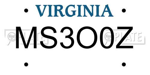 MS3O0Z Virginia License Plate