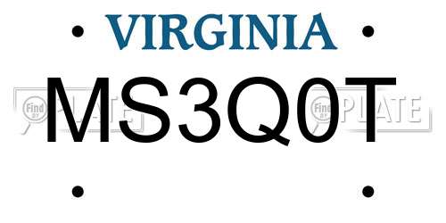 MS3Q0T Virginia License Plate