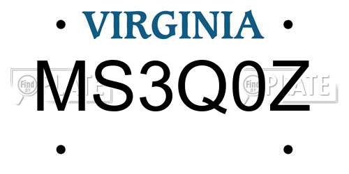 MS3Q0Z Virginia License Plate