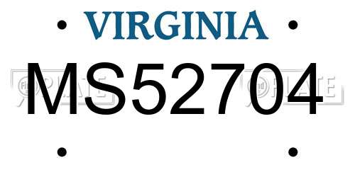 MS52704 Virginia License Plate