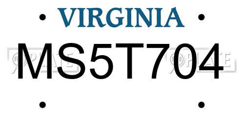 MS5T704 Virginia License Plate
