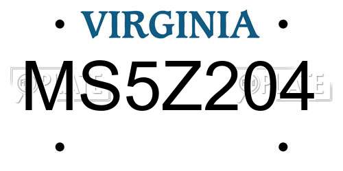 MS5Z204 Virginia License Plate