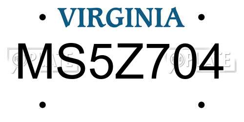 MS5Z704 Virginia License Plate