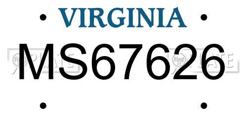 MS67626 Virginia License Plate