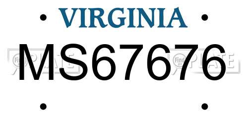 MS67676 Virginia License Plate