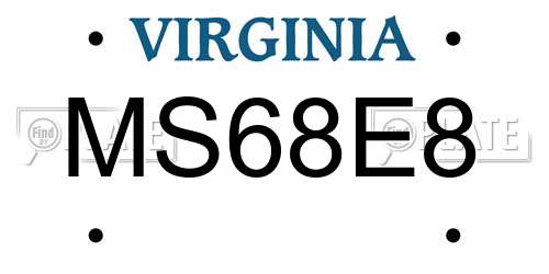MS68E8 Virginia License Plate