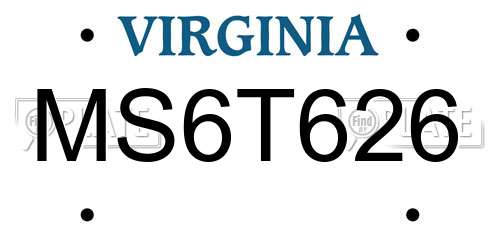 MS6T626 Virginia License Plate
