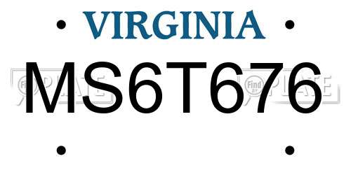 MS6T676 Virginia License Plate